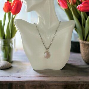 STELLA & DOT Aurelia Mother of Pearl Silver Pendent Necklace